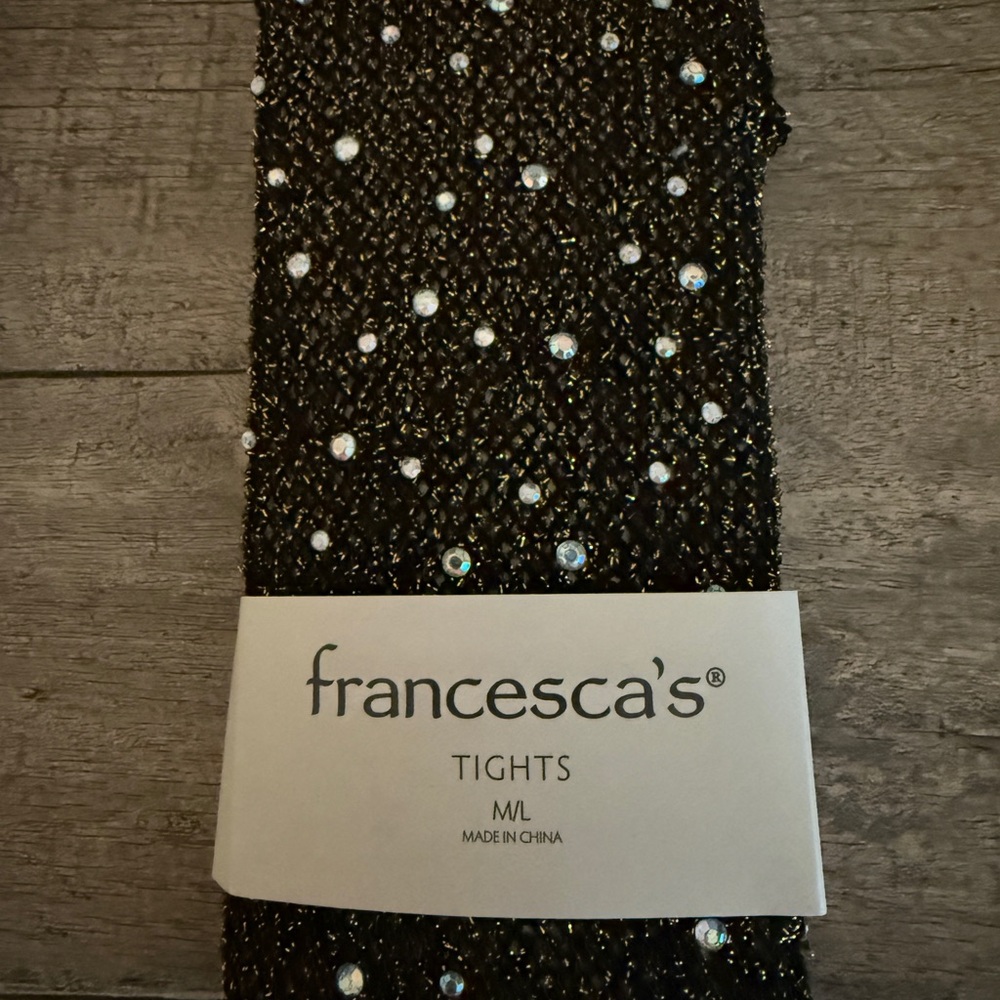 NWT Francesca's Black with Rhinestones Tights